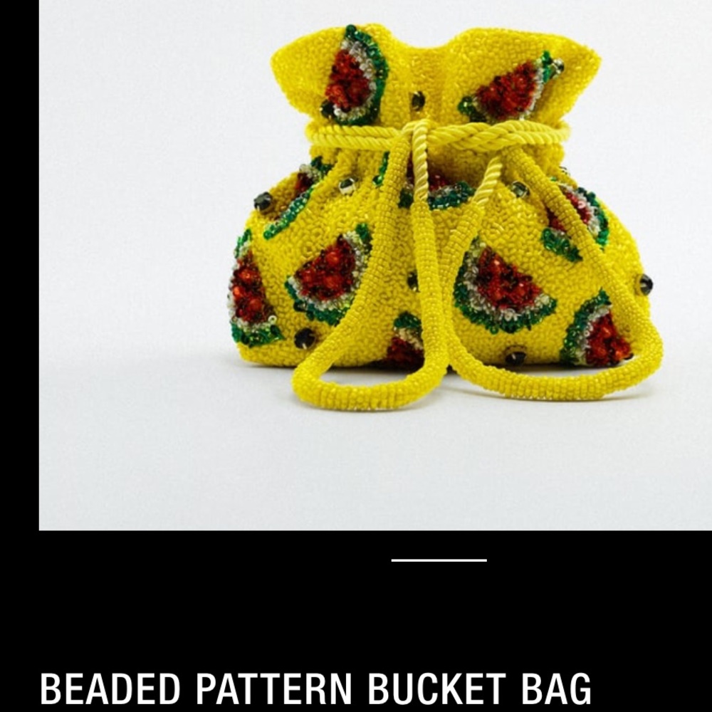 Zara beaded watermelon pattern bucket bag, rope shoulder strap - Picture 10 of 10